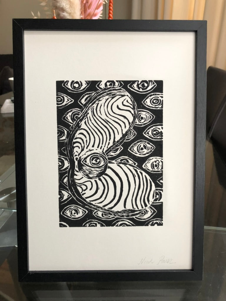 Eye Spy Lino Cut Print