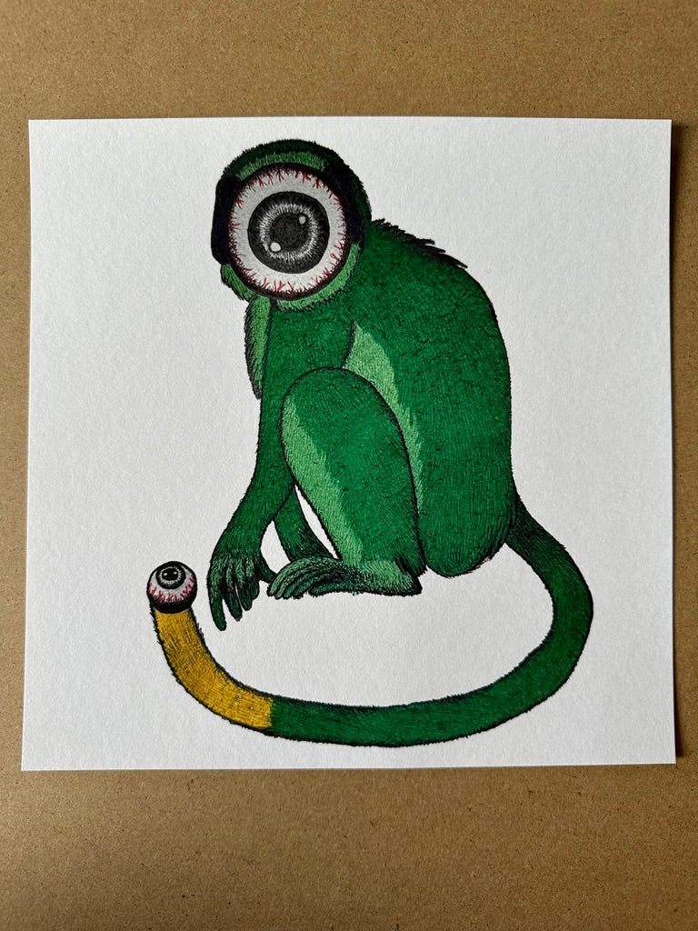 'Monkey' 210mm Square Artist Print